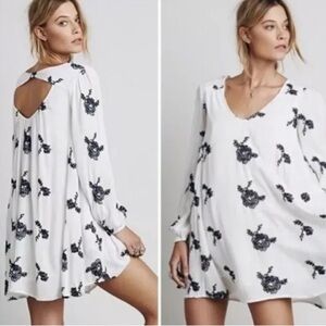 Free People Emma Austin Embroidered Boho Swing Dress‎ Size XS EUC
